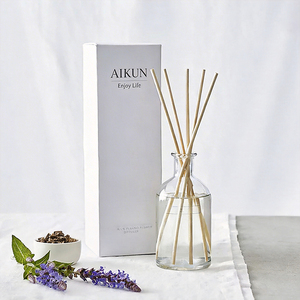 Aikun Minimalist Glass Bottle Matte Gift Box Natural Fragrance IP12 Formula 120ml <b>Reed</b> <b>Diffuser</b> Aroma Set <b>For</b> Desk Scene - Product Image 1