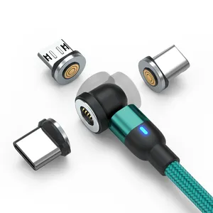 批发USB 3合1 540度快速充电微型C型数据传输电缆3合1磁性充电电缆