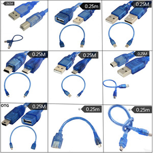 <b>Usb</b> Cable Micro <b>Usb</b> 0.25M Transparent Blue Data Printer Extension Otg Connector Pure Copper Pvc Jacket - Product Image 1