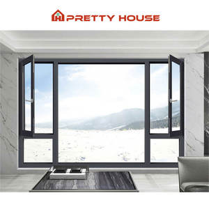 American NFRC Hurricane Impact House Ventanas y puertas de aluminio de doble acristalamiento grandes Ventana abatible de vidrio templado - Product Image 6