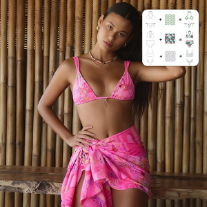Ensemble <span class=keywords><strong>de</strong></span> maillots <span class=keywords><strong>de</strong></span> <span class=keywords><strong>bain</strong></span> triangle rose personnalisable avec paréo, imprimé artistique, pour la vente en gros, commande en gros, OEM, maillots <span class=keywords><strong>de</strong></span> <span class=keywords><strong>bain</strong></span> <span class=keywords><strong>de</strong></span> plage - Product Image 1