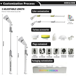 Cepillo de Limpieza Eléctrico Inalámbrico de Plástico Ecológico e Impermeable con 4 Cabezales de Cepillo, Cargador y Soporte - Product Image 5