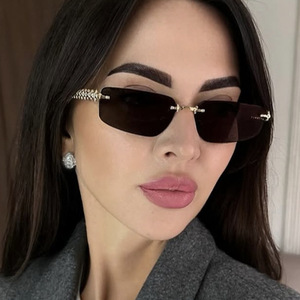 Kedun Thread Square Frameless Metal <b>Sunglasses</b> 2025 New UV400 Anti-UV Trendy European American Fashion Street Shooting - Product Image 2
