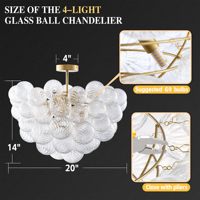 TSINYE Nordic Bubble Ball Lustre en verre tourbillonné Luminaire rond tourbillonnant clair en verre soufflé Globe nervuré Éclairage décoratif
