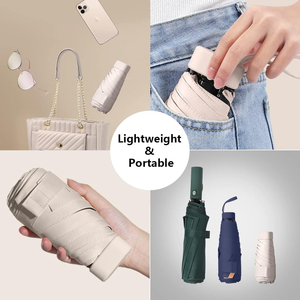 Bán buôn nhà sản xuất giá rẻ Mini Túi Ô 5 gấp Trọng lượng nhẹ tùy chỉnh xách tay UV viên nang ô cho phụ nữ - Product Image 6