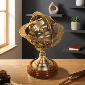 Esfera Armilar Decorativa de Latón Vintage, Escultura de Globo Celeste Antigua para el Hogar, Oficina, Estudio y Sala de Estar - Product Image 2