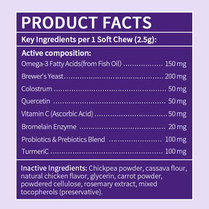 Complément alimentaire en comprimés à mâcher doux <span class=keywords><strong>pour</strong></span> soulager les allergies aux animaux <span class=keywords><strong>de</strong></span> compagnie chez les chats et les chiens, soutien contre les démangeaisons et les allergies saisonnières, en stock - Product Image 4