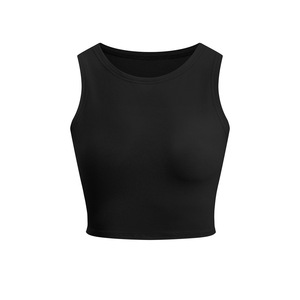 Vêtements pour femmes Chemise pour femmesNouveau haut court sexy sans manches chemise de base ajustée avec col rond - Product Image 5