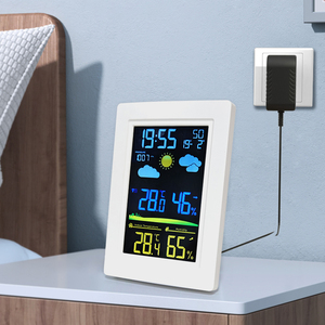 Emaf hiện đại trang trí nội thất đèn nền Máy tính để bàn báo động nhiệt độ độ ẩm ngoài trời di động Trạm thời tiết đồng hồ với màn hình LCD - Product Image 5