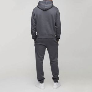 <b>Men</b> Cropped Hoodie Jogger Two Piece <b>Set</b> Drawstring Waist Fleece Tracksuit Pocket Design Daily Wear Bulk Order Custom Embroidery - Product Image 2