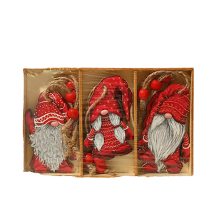 Junnuo 9 pièces Noël 2022 Nouvel An 2023 Cadeau Gnomes de Noël Pendentifs en bois Ornements Décorations de Noël Décoration de la maison Noël Déco - Product Image 4