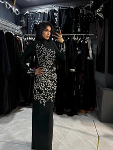 Nouvelle <span class=keywords><strong>robe</strong></span> moulante à col montant et manches longues noire pour femmes, design tendance - Product Image 2