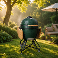 AUPLEX Barbecue Kamado en céramique de 27 pouces vert, disponible en ODM/OEM, de qualité supérieure, pour barbecue en plein air et pique-nique, direct, luxueux