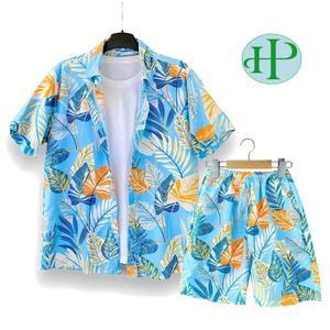 Ensembles de vêtements de plage haut de gamme Hawaï, séchage rapide, 2 pièces, chemise et short imprimés tropicaux pour les vacances d'été et les soirées à la piscine - Product Image 6