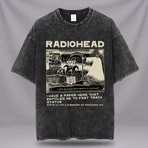 Rock Band <b>Radiohead</b> Bends Vintage Letter Pattern 100% Cotton Washed O-Neck Short Sleeve Regular Fit Breathable Unisex 240g - Product Image 3