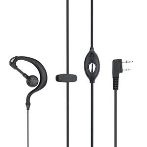 Micrófono para auriculares Walkie Talkie con botón PTT, conector dual de 2 pines para radios Baofeng - Product Image 4
