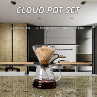 Ensemble de tasses à café et à filtre en verre imprimé avec logo personnalisé, tasses à thé et soucoupes en forme de nuage à partager
