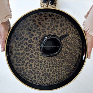 Bandeja de servicio cuadrada de Vietnam, bandeja de madera artesanal, laca con estampado de leopardo, nuevo diseño - Product Image 3