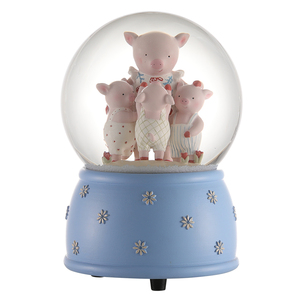 Boule à Neige Cochon Porte-bonheur Avec Fer à Cheval - Petit Décoration Chance - Dimensions 5x5x6 Cm - 11