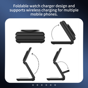 Watch Earphone <b>Wireless</b> Charging Foldable Desktop Charging Stand Fast Charging Mobile Phone 3 in 1 Anti-fire <b>Wireless</b> Charger - Product Image 2