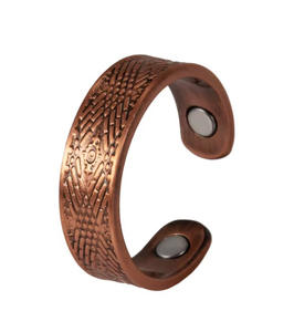 Cincin pasangan terapi ukiran bunga Plum cincin magnetik tembaga Vintage mewah untuk hadiah ulang tahun pertunangan pernikahan - Product Image 1