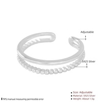 HY-RD0347 minimaliste géométrique Double couche réglable anneaux véritable 925 en argent Sterling à la mode anneaux bijoux fins pour les femmes