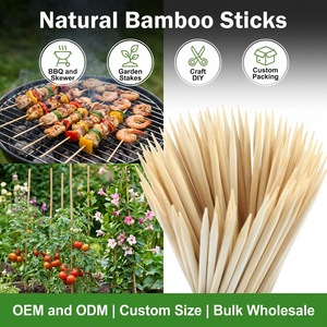 Brochettes en bambou naturel pour barbecue, piquets <span class=keywords><strong>de</strong></span> jardin, artisanat DIY, sans danger pour les aliments, écologiques, vente en gros, brochettes Teppo pour l'extérieur - Product Image 5
