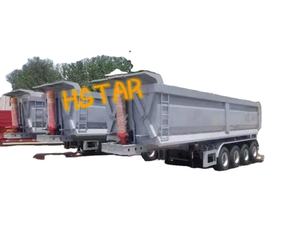 H Star nouvel an prix d'usine robuste hydraulique 4 essieux boîte de basculement remorque à benne basculante 80T pierre minière acier sable camion remorque - Product Image 3