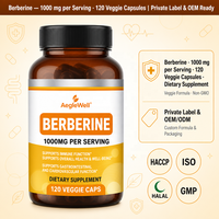 Vente en gros OEM ODM Berberine 1000mg Capsules végétales Supplément de bien-être quotidien à base de plantes naturelles Marque privée