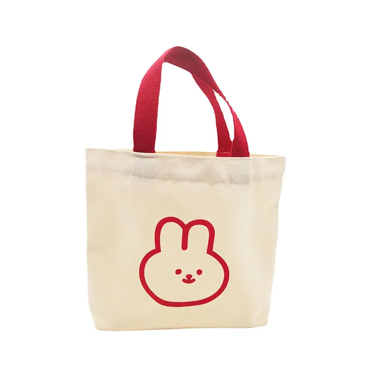 新しい人気のかわいい漫画のウサギのハンドバッグ高品質の印刷ギフト小さなショッピングバッグロゴ付きのカスタマイズされたキャンバストートバッグ