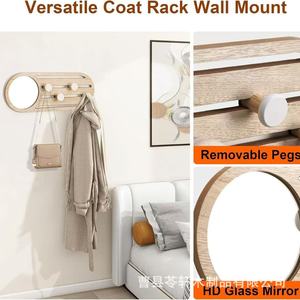 Perchero de madera para colgar en la pared, ideal para organizar ropa, bolsos, sombreros y llaves en la entrada. - Product Image 3