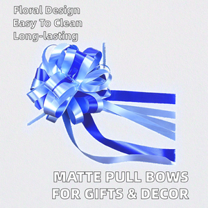 Custom Blue Satin Curlie Bow Gift <b>Ribbon</b> Decor for <b>Wedding</b> Party Occasions Solid Color Woven Feature - Product Image 3