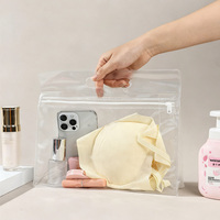 Op maat gemaakte transparante, mat PVC rits-opbergzak met handvat, waterdichte reistas voor ondergoed, strand, cosmetica en winkelen.