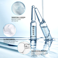 Sérum en ampoule de peptide de cuivre bleu hydratant et apaisant OEM pour améliorer les rougeurs du visage et maintenir une barrière cutanée stable, 2ml * 28