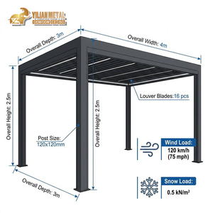 Techo de Terraza Totalmente Automático, Retráctil, Deslizante, Plegable, Motorizado, con Persianas, Impermeable, de Aluminio, Gazebo, Toldo para Exteriores, Pérgola - Product Image 2
