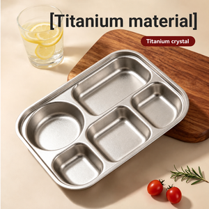 Plato Dividido de Titanio con 5 Compartimentos, Bandeja Seccional para Alimentos, Logotipo Personalizado, OEM, Venta al Por Mayor, Precio de Fábrica - Product Image 1