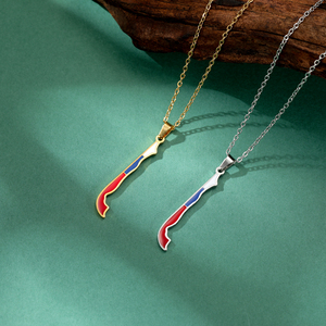 Émail Chili Carte Drapeau Pendentif Colliers Pour Femmes Hommes En Acier Inoxydable Charme République Du Chili Patriotique Bijoux Cadeaux - Product Image 3