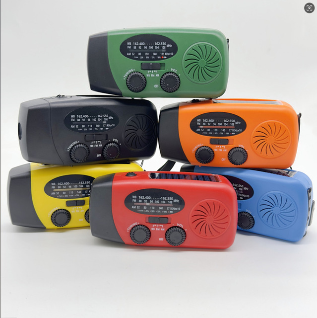 Portable Solar Hand Crank Emergency Weather Radio AM/FM/Internet NOAA SOS Flashlight 2000mAh Power Bank Built-In Speaker