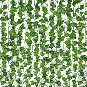 Feuilles de lierre artificielles vertes, feuilles de panier, plante en rotin de 2,2 m, fausses feuilles suspendues, fleurs pour mur de mariage - Product Image 3