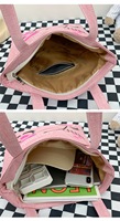 Sac à main en lin réutilisable à prix avantageux, grande capacité, avec fermeture éclair, pour l'école des filles, sac à bandoulière avec poche intérieure
