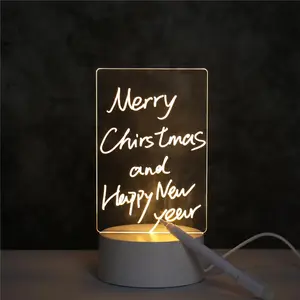 Tablero de notas 3D Led luz de noche tablero de mensajes USB Luz de vacaciones con bolígrafo regalo para niños novia decoración lámpara luminosa