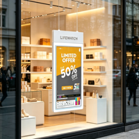 Écran d'affichage numérique LCD double face haute luminosité 65 pouces 3000 nits pour vitrine de magasin de détail