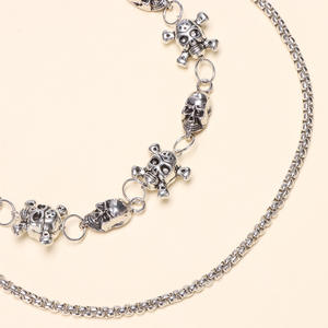 Chaîne de taille squelette en argent tibétain double couche, style Hip Hop Punk Street, chaîne pour jean, chaîne de corps décontractée et tendance - Product Image 4