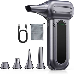 Souffleur d'air turbo portable sans fil lumineux, sécheur de voiture, pistolet dépoussiéreur électrique rechargeable à air comprimé, en plastique carré pour le nettoyage - Product Image 5