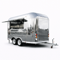 Nouvelle Camionnette Alimentaire Mobile en Acier Inoxydable 304, Camper Van, Chariot à Hot-dogs, Remorque Alimentaire pour Café et Crème Glacée avec Cuisine Complète