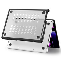 Pour Mac Book Air 13.6 2022/2024 M2 A2681/M3 A3113 étui en plastique avec support à l'arrière