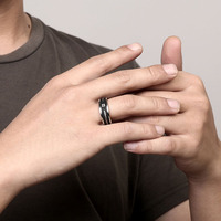 Vente en gros Nouvel arrivage personnalisé de bijoux en acier inoxydable design punk pour hommes, bagues noires de marques populaires