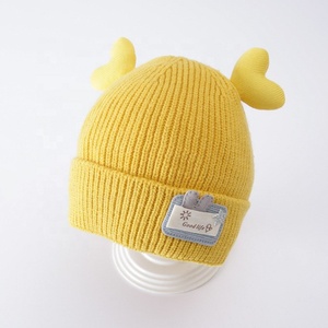 2024 hiver nouveau-né bébé infantile enfant en bas âge mignon chapeau couleur unie <span class=keywords><strong>tricot</strong></span>é coton laine chapeau enfants épais plus chaud <span class=keywords><strong>tricot</strong></span>é à la main chapeaux - Product Image 3