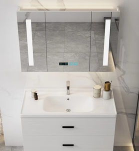 Mobile <span class=keywords><strong>Bagno</strong></span> con Specchio in PVC <span class=keywords><strong>Bianco</strong></span> da Parete, Lavabo in Vetro <span class=keywords><strong>Bianco</strong></span>, Vendita all'Ingrosso - Product Image 3