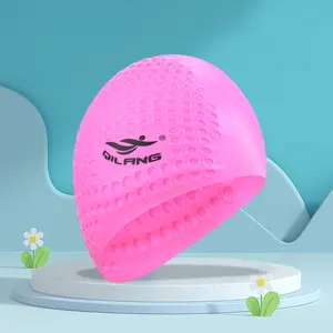 Gorro de natación de silicona profesional con protección para los oídos y el cabello impermeable grande para adultos se puede personalizar